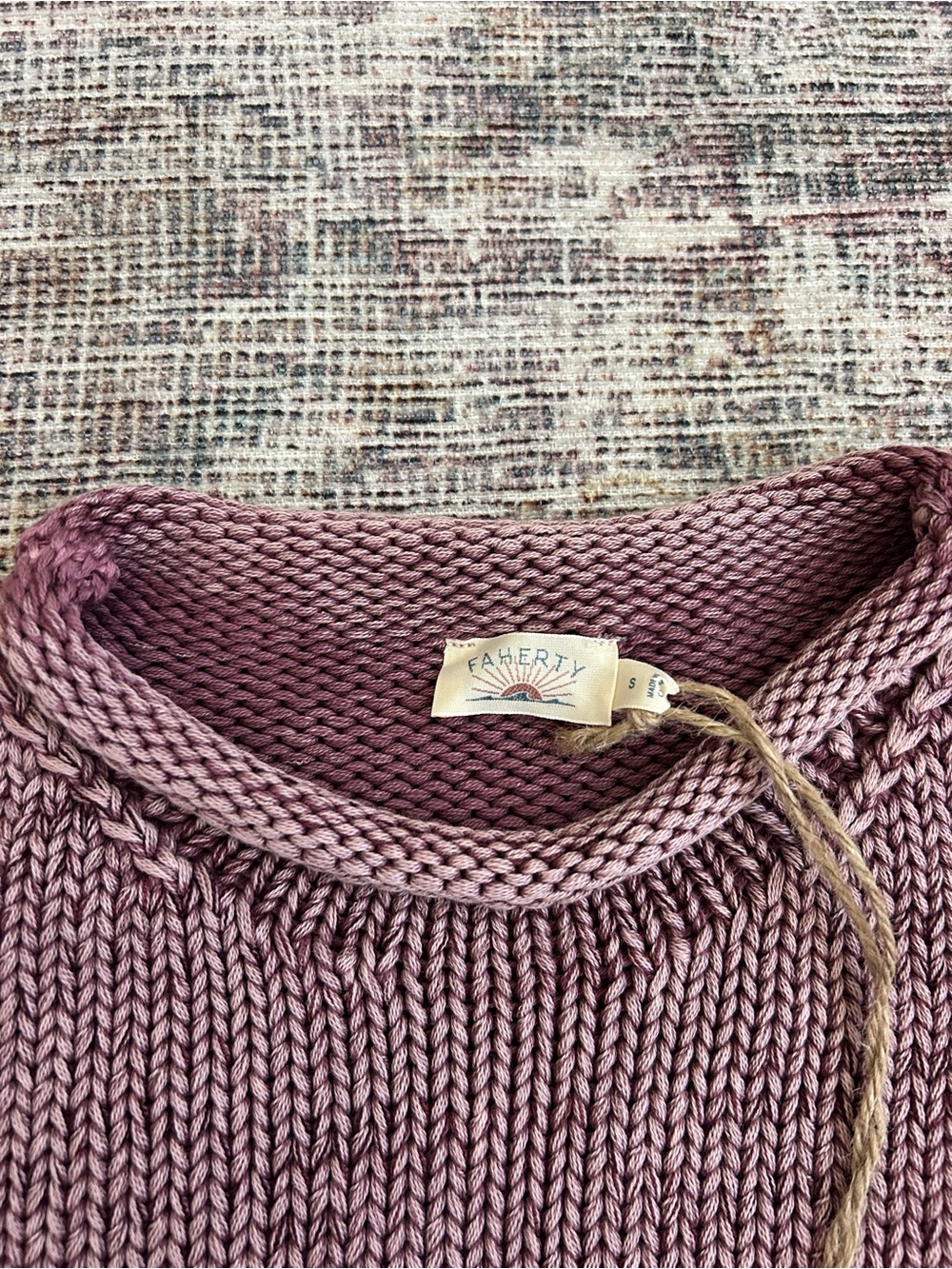 Faherty Crewneck Sweater in Dusty Mauve - Picture 3 of 4